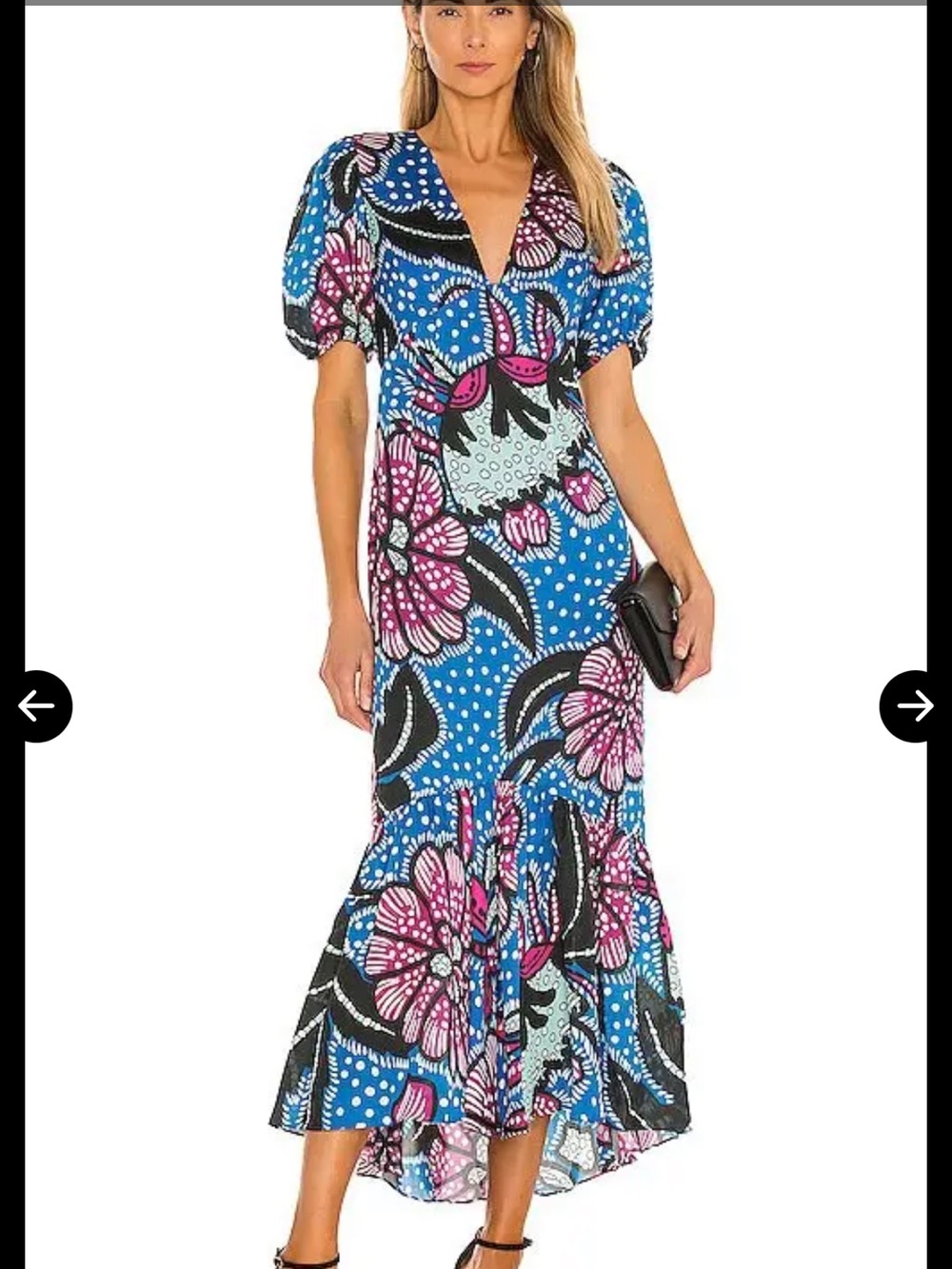 NWT Pink Ripple Blue Floral Maxi Dress